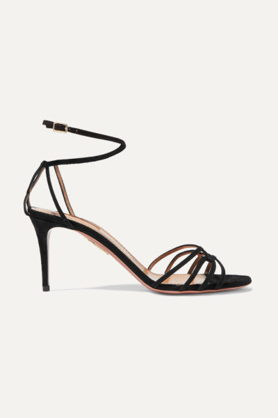 aquazzura - very first kiss 75 suede sandals - black