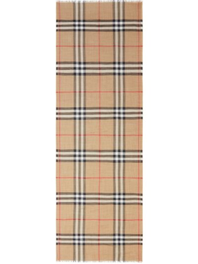 burberry - lightweight check wool and silk scarf - look