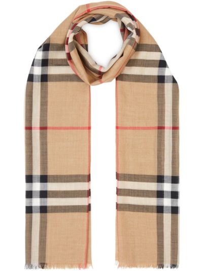 burberry - lightweight check wool and silk scarf