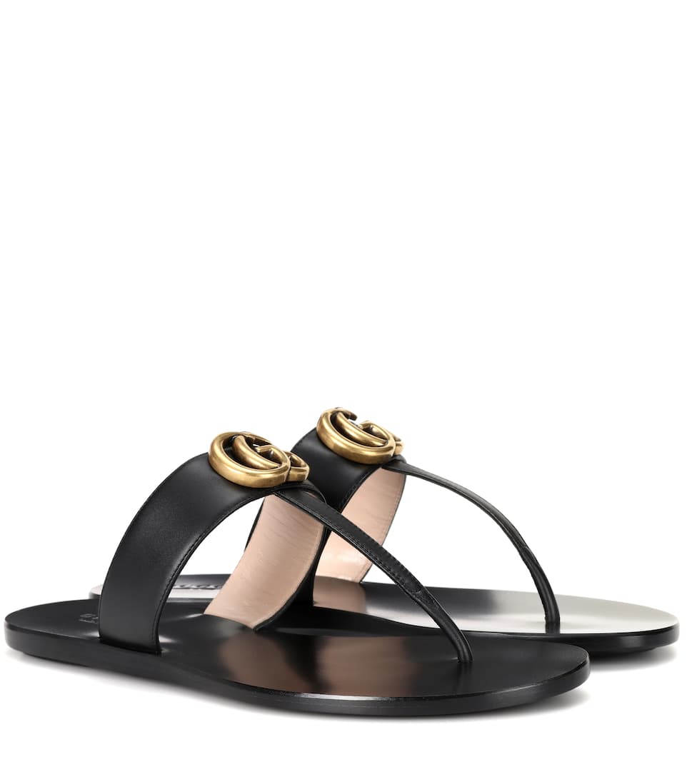 Gucci - Marmont Leather Sandals | ABOUT ICONS