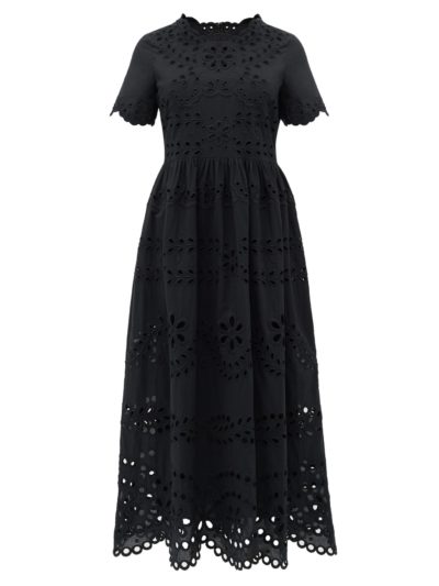 red valentino - broderie-anglaise cotton-poplin maxi dress