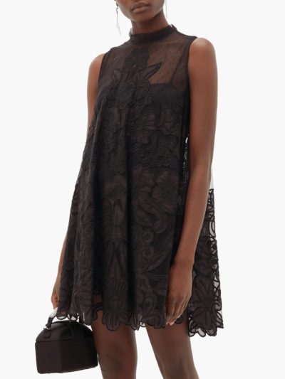 red valentino - floral-embroidered tulle mini dress - look