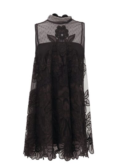 red valentino - floral-embroidered tulle mini dress