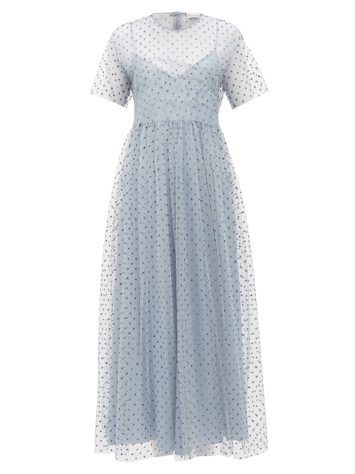 Red Valentino - Glitter Polka-Dot Tulle Midi Dress | ABOUT ICONS