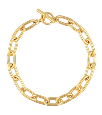 tilly sveaas - large oval linked 18kt gold-plated necklace