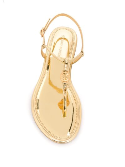 tory burch - flat strap sandals - gold - look