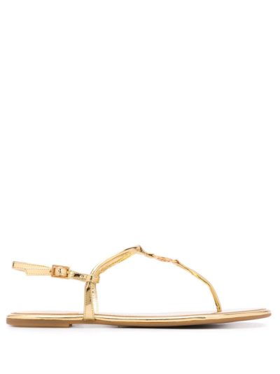 tory burch - flat strap sandals - gold