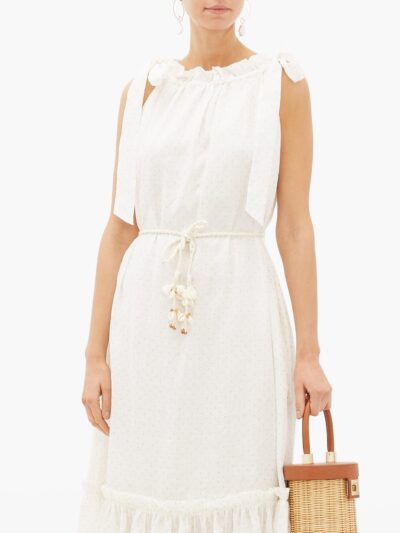 zimmermann - zinnia tie-strap polka-dot linen dress - look