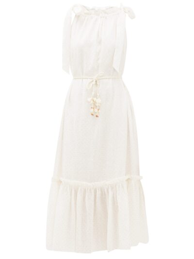zimmermann - zinnia tie-strap polka-dot linen dress