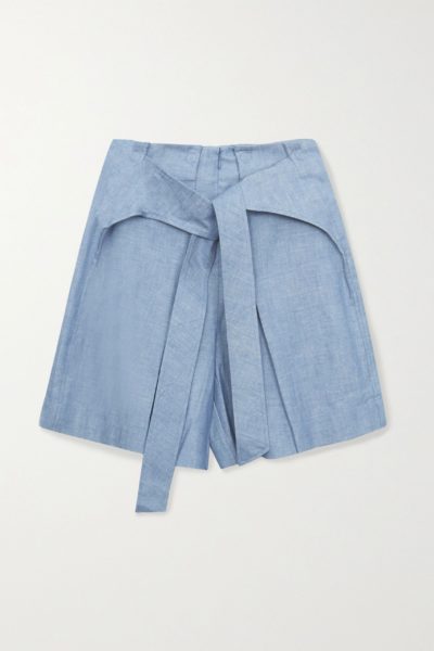 3.1 phillip lim - tie-front cotton-chambray shorts