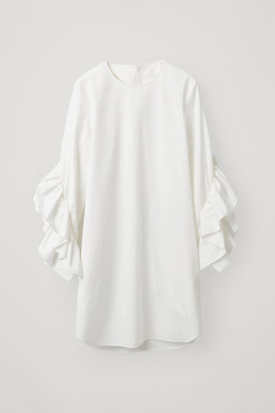 COS - Dress With Sleeve Ruffles - White