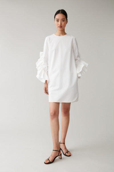 COS - Dress With Sleeve Ruffles - White - Look