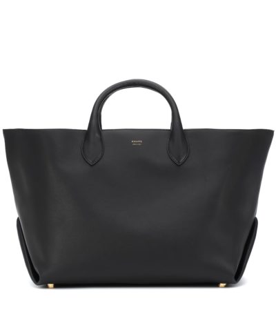 khaite - amelia medium leather tote - black