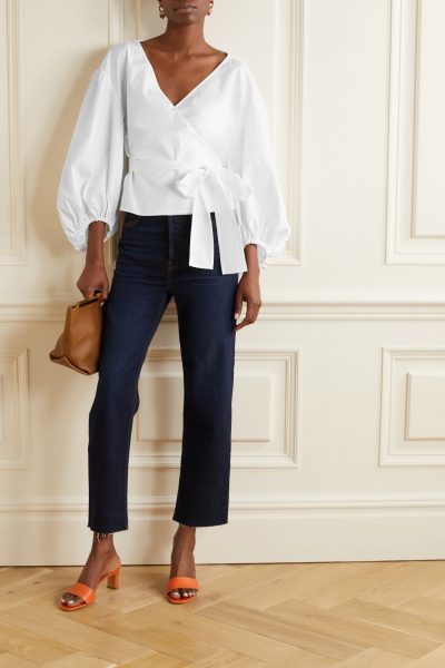 michael michael kors - cotton-poplin wrap top - look