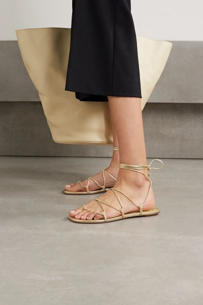 porte & paire - knotted leather sandals - gold - look