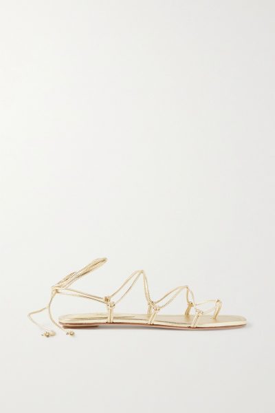 porte & paire - knotted leather sandals - gold