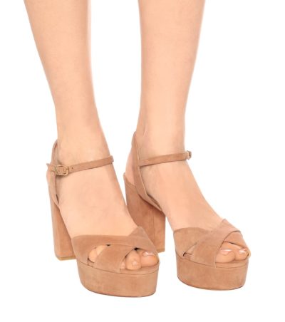 stuart weitzman - ivona suede platform sandals - look