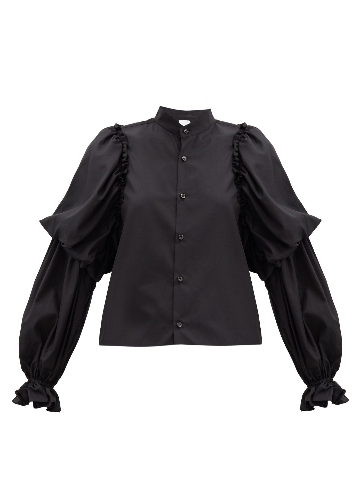 Noir Kei Ninomiya - Gathered Balloon-Sleeve Cotton-Poplin Shirt | ABOUT ...