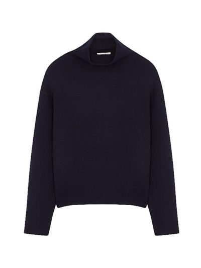 Vince - Navy High-Neck Wool- Blend Jumper