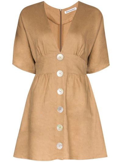 reformation - flared button mini dress