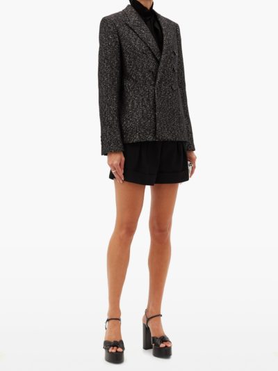 saint laurent - sequinned wool-blend double-breasted jacket - look