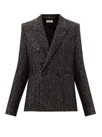 saint laurent - sequinned wool-blend double-breasted jacket