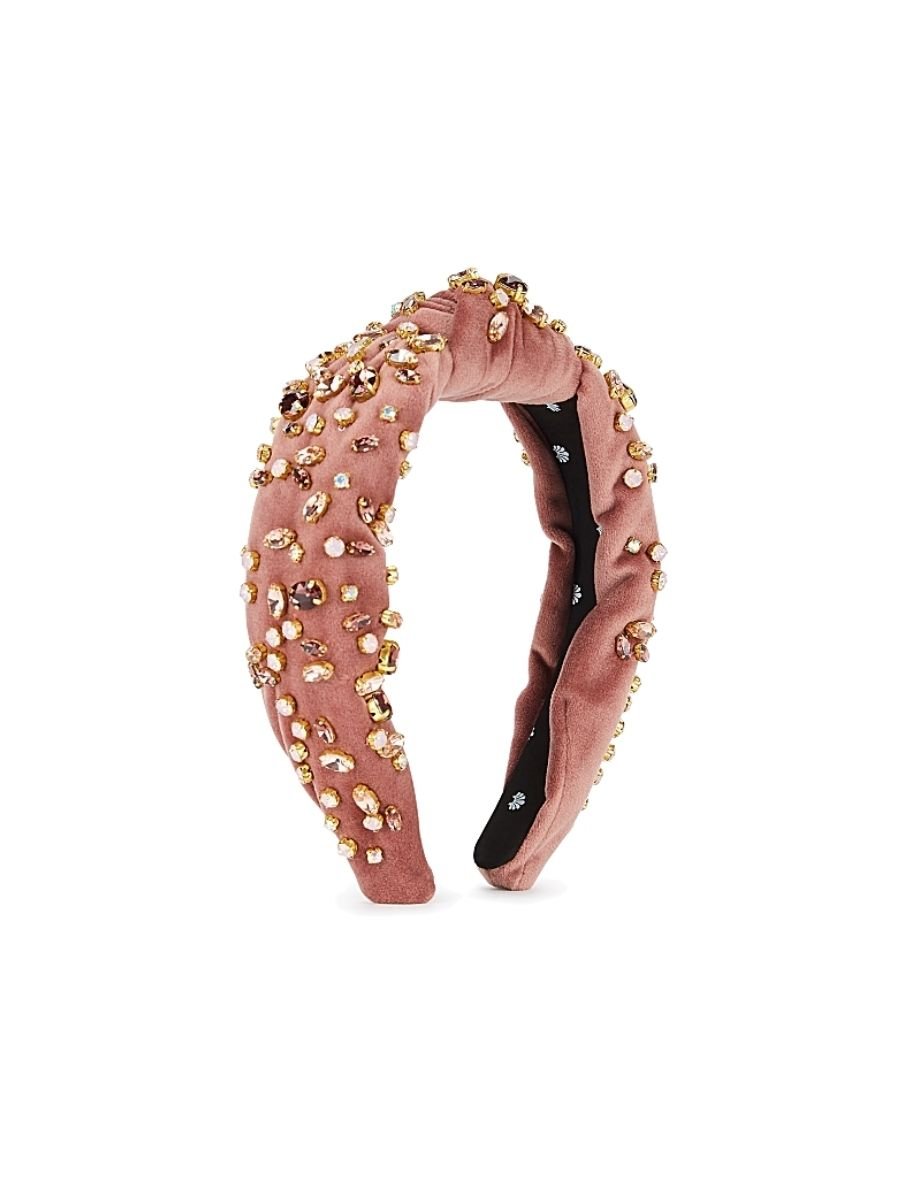 Lele Sadoughi - Dusky Pink Crystal-Embellished Velvet Headband | ABOUT ...