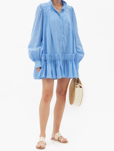 aje - pavillion pleated cotton shirt dress - outfit