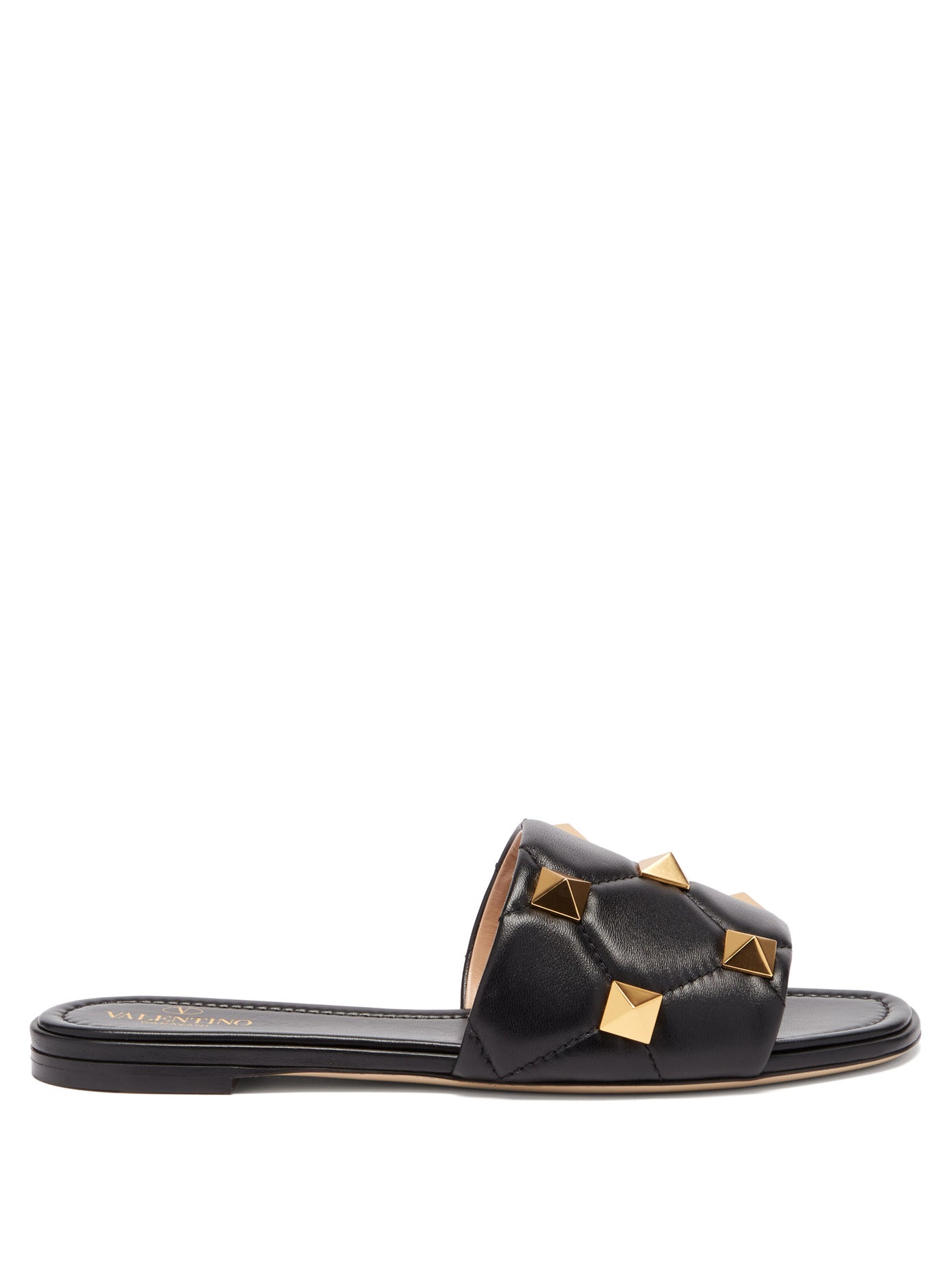 Valentino - Roman Stud Quilted Leather Slides | ABOUT ICONS
