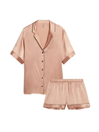 Intimissimi - Silk Shirt and Shorts With Contrast Trim - Pink
