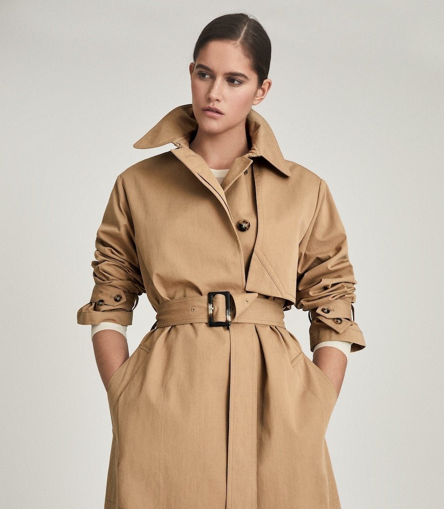 REISS - Sophie Cotton Blend Longline Trench Coat | ABOUT ICONS