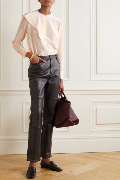 Vince - Asymmetric Draped Silk-Crepe Blouse - Outfit