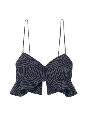 Isabel Marant - Telmani cropped ruffled striped cotton-poplin top
