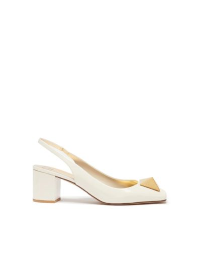 Valentino - One Stud patent-leather slingback pumps