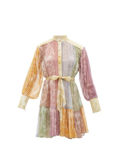 Zimmermann - Dancer belted patchwork silk-chiffon dress