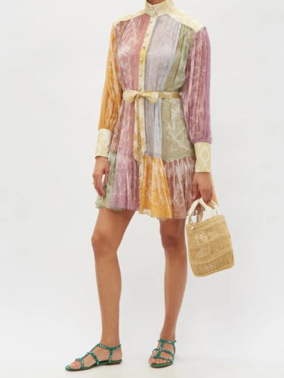 Zimmermann - Dancer belted patchwork silk-chiffon dress - Look