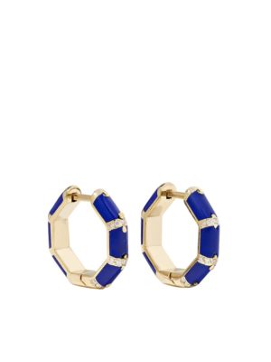 L_atelier Nawbar - Bamboo 18-karat gold, lapis lazuli and diamond hoop earrings1