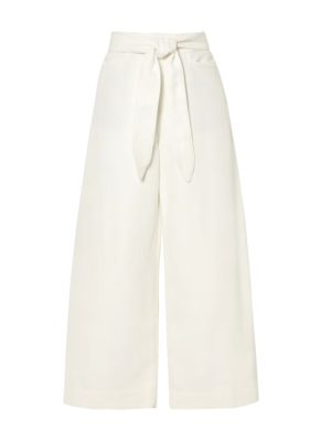 Vince - Belted cotton and linen-blend twill wide-leg pants