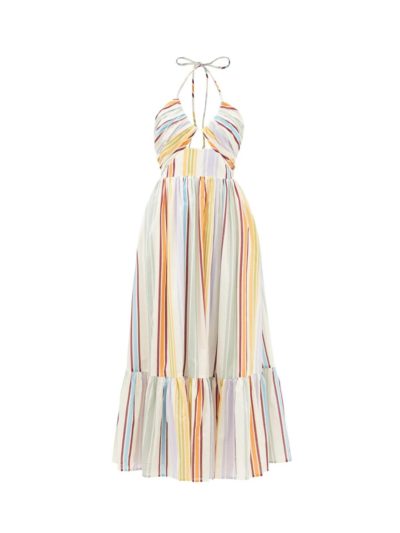 Alemais - Axum striped organic-cotton poplin dress