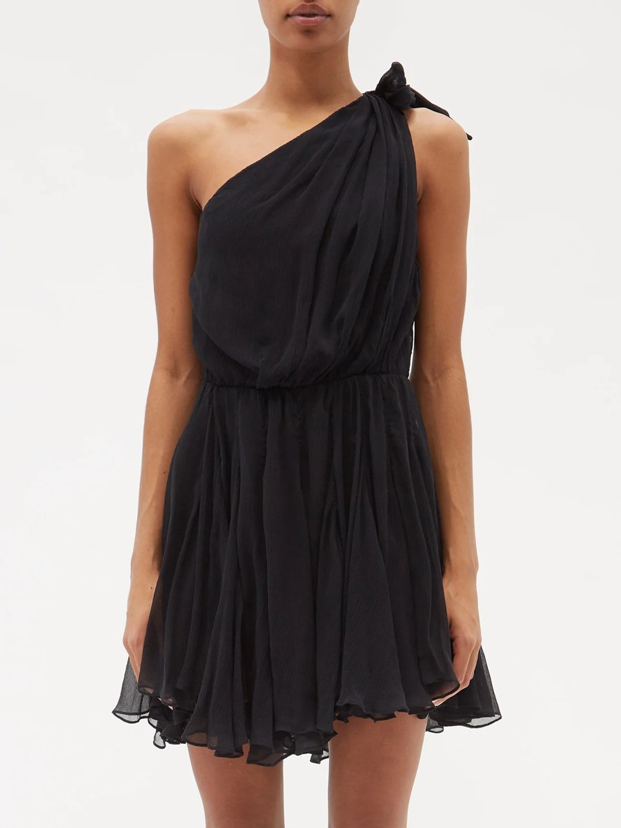 Isabel Marant - Ashara Pleated One-Shoulder Silk-Chiffon Dress