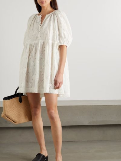 The Great - The Pathway crochet-trimmed cotton-voile mini dress - Look