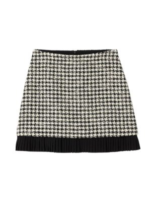 Sandro - Short Houndstooth Tweed Skirt