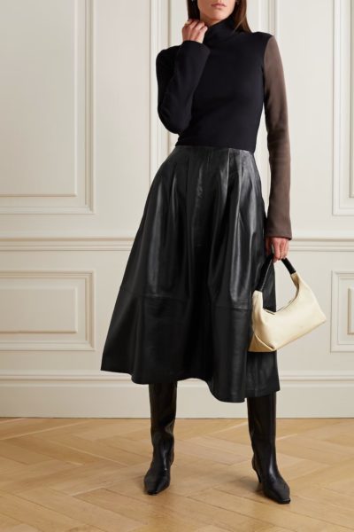 Cefinn - The Saffron pleated textured-leather midi skirt - Look