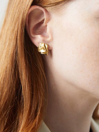 Completedworks - Crushed 14kt recycled gold-vermeil earrings - Look