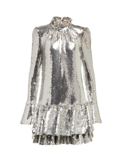 Paco Rabanne - Ruffle-Trimmed Sequined Minidress