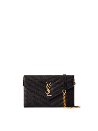 Saint Laurent - Monogramme Quilted Textured-Leather Shoulder Bag - black