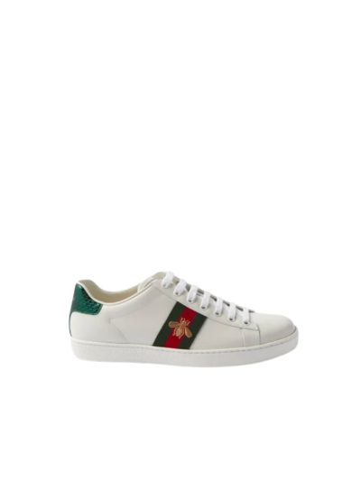 Gucci - Ace Web Stripe Leather Trainers