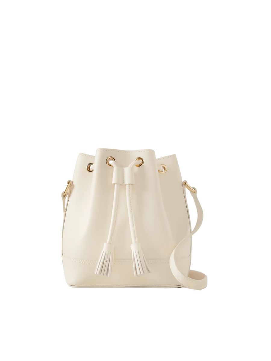 Khaite - Cecilia Small Tasseled Leather Bucket Bag | ABOUT ICONS