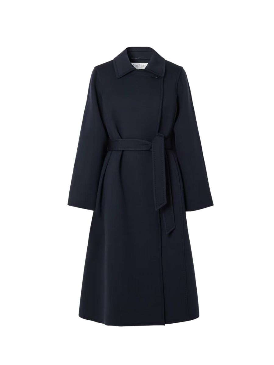 Max Mara - Manuela Belted Wool Coat - Navy | ABOUT ICONS