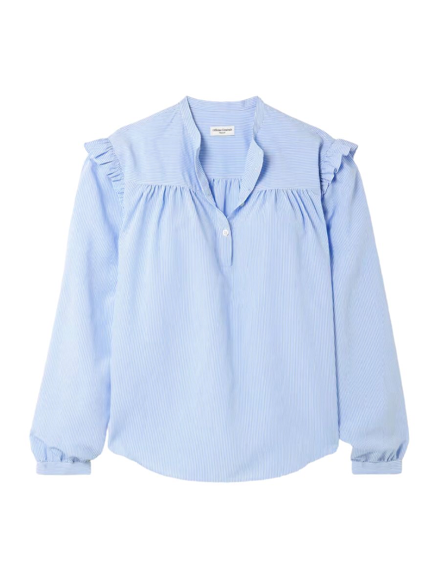 Charline Ruffled Striped Voile Blouse | ABOUT ICONS